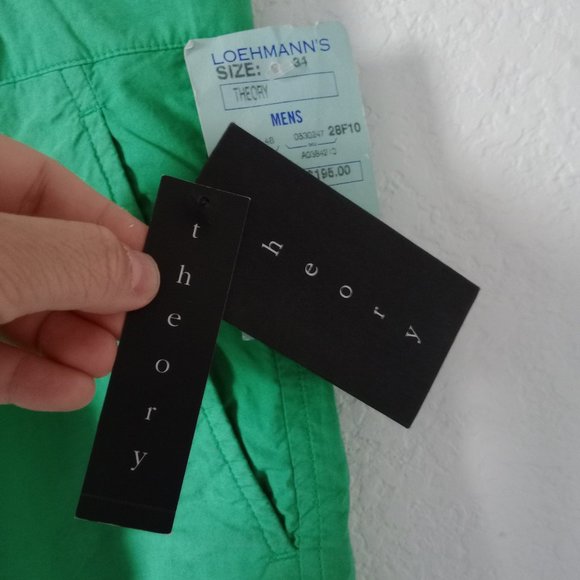 NWT Theory Men's Tonic CR Dolan Lightweight Cotton Woven Cuffed Pants Green 34 - Picture 5 of 17